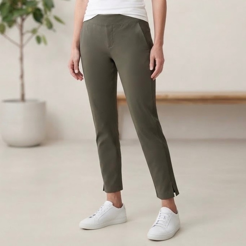 Athleta Brooklyn Ankle Pant Women 0P Olive Green Tapered Lightweight Commuter